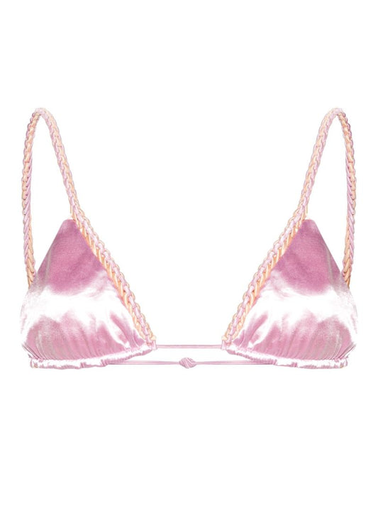 Pink Triangle Cup Metallic Bikini Top