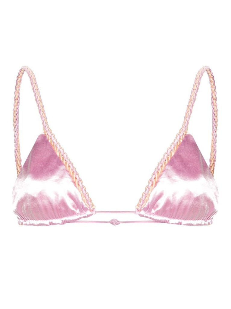 Pink Triangle Cup Metallic Bikini Top