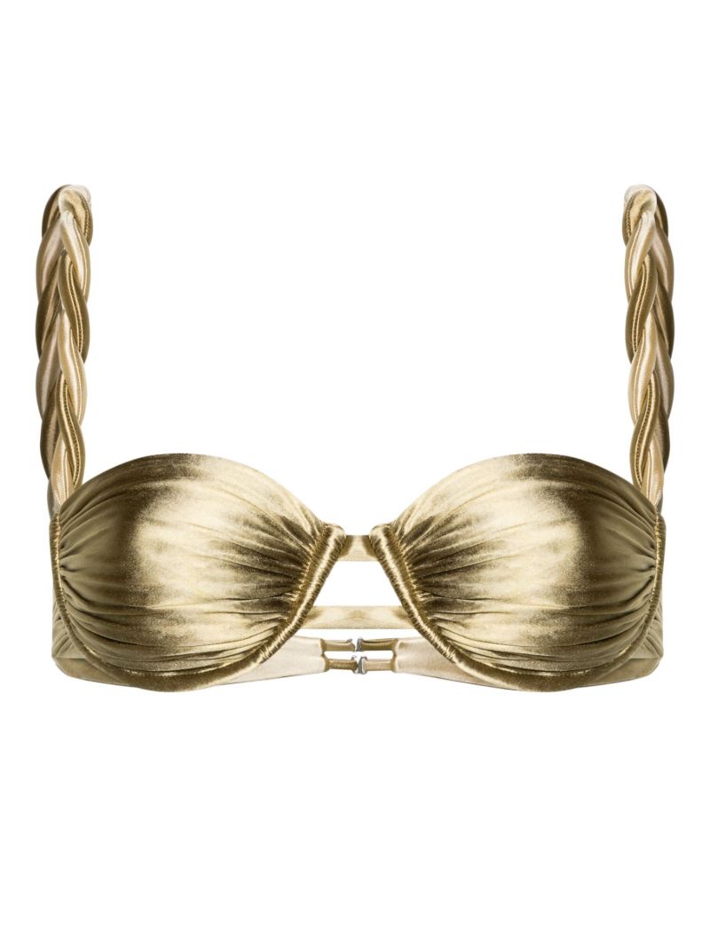 Gold Balconette Metallic Bikini Top