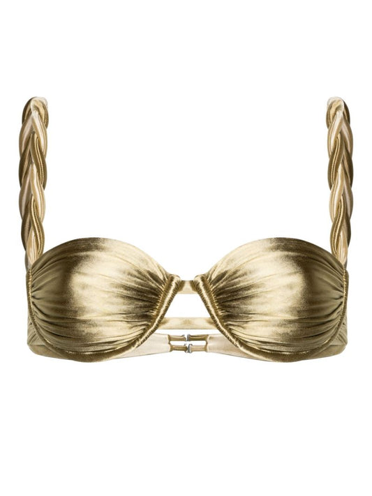 Gold Balconette Metallic Bikini Top