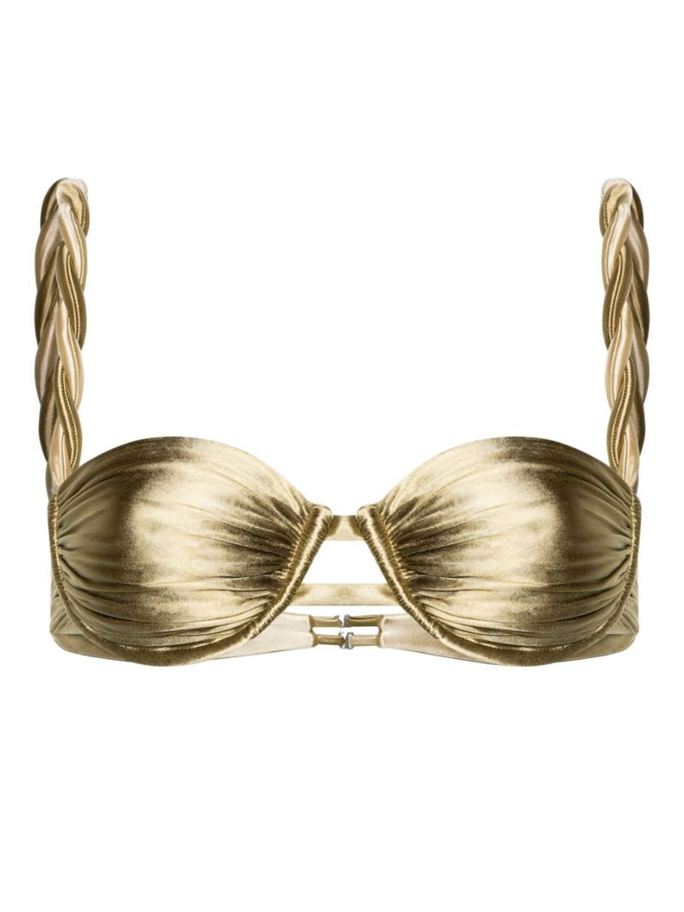 Gold Balconette Metallic Bikini Top