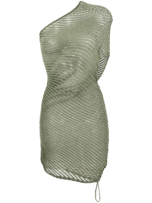 Green Illusive Open Knit Dress