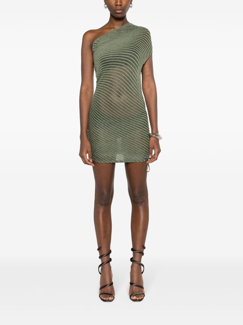 Green Illusive Open Knit Dress