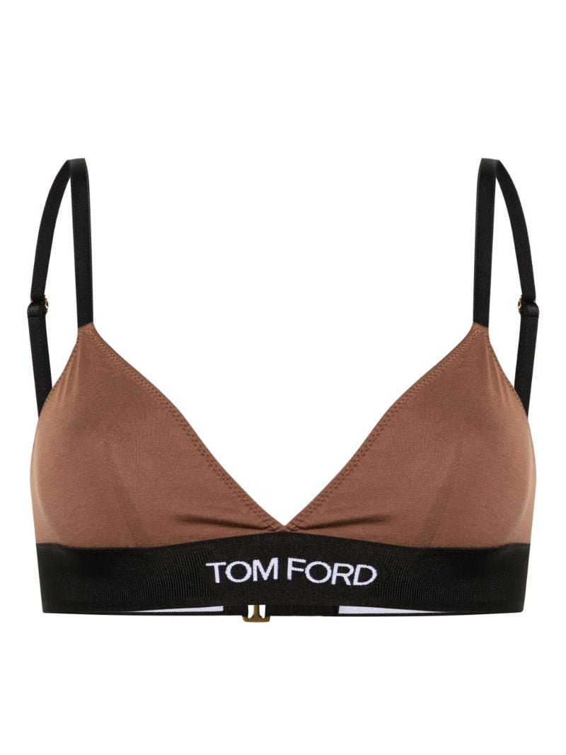 Brown Signature Jersey Triangle Bra