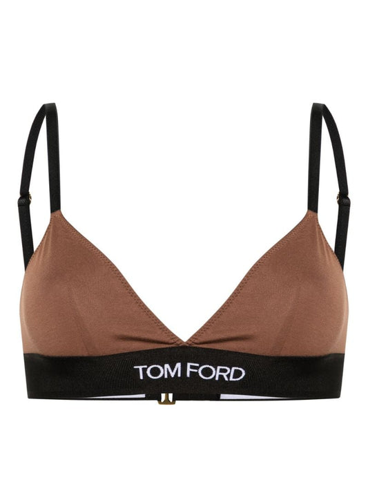 Brown Signature Jersey Triangle Bra