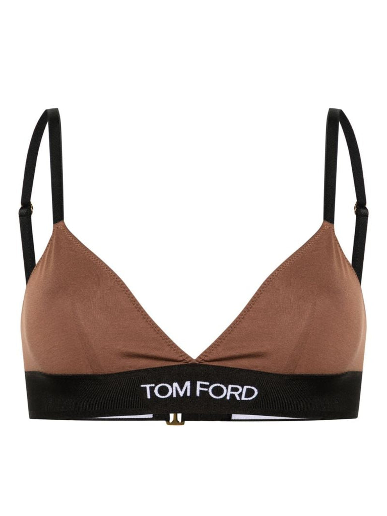 Brown Signature Jersey Triangle Bra