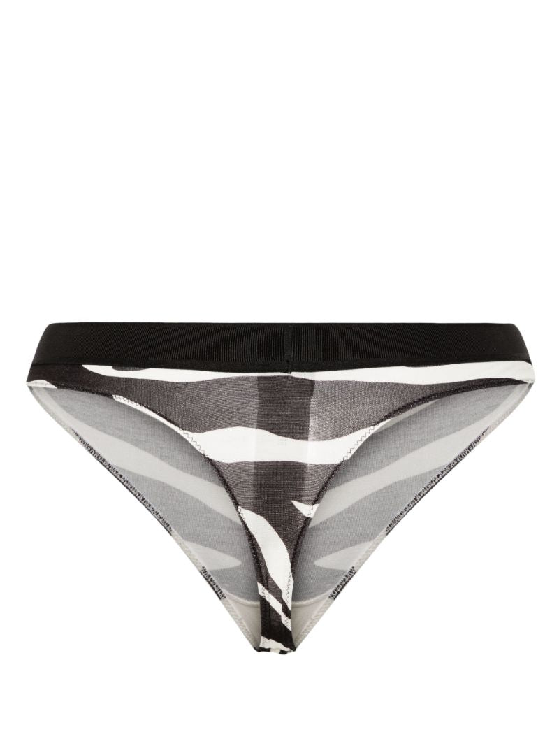 Black and White Optical Zebra-print Thong