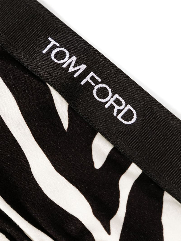 Black and White Optical Zebra-print Thong