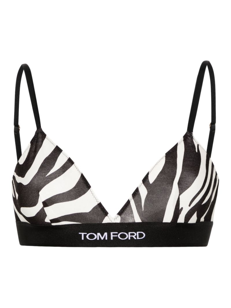 Black and White Optical Zebra-print Bra