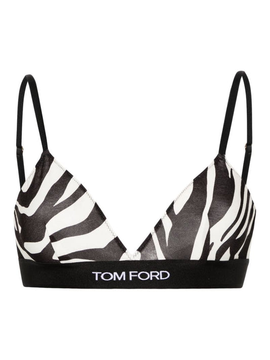 Black and White Optical Zebra-print Bra