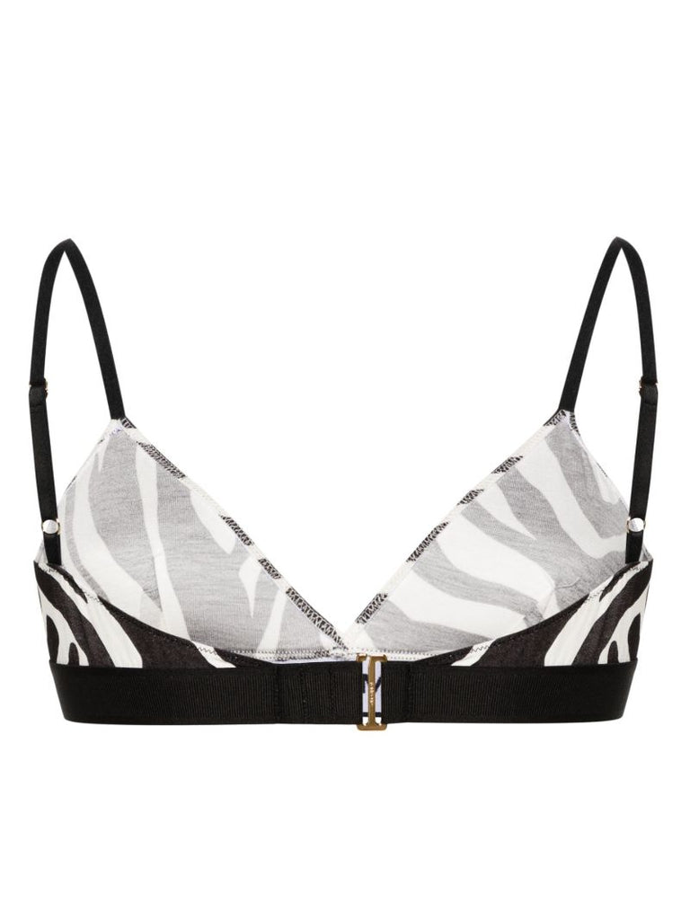 Black and White Optical Zebra-print Bra
