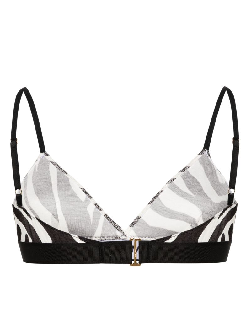 Black and White Optical Zebra-print Bra
