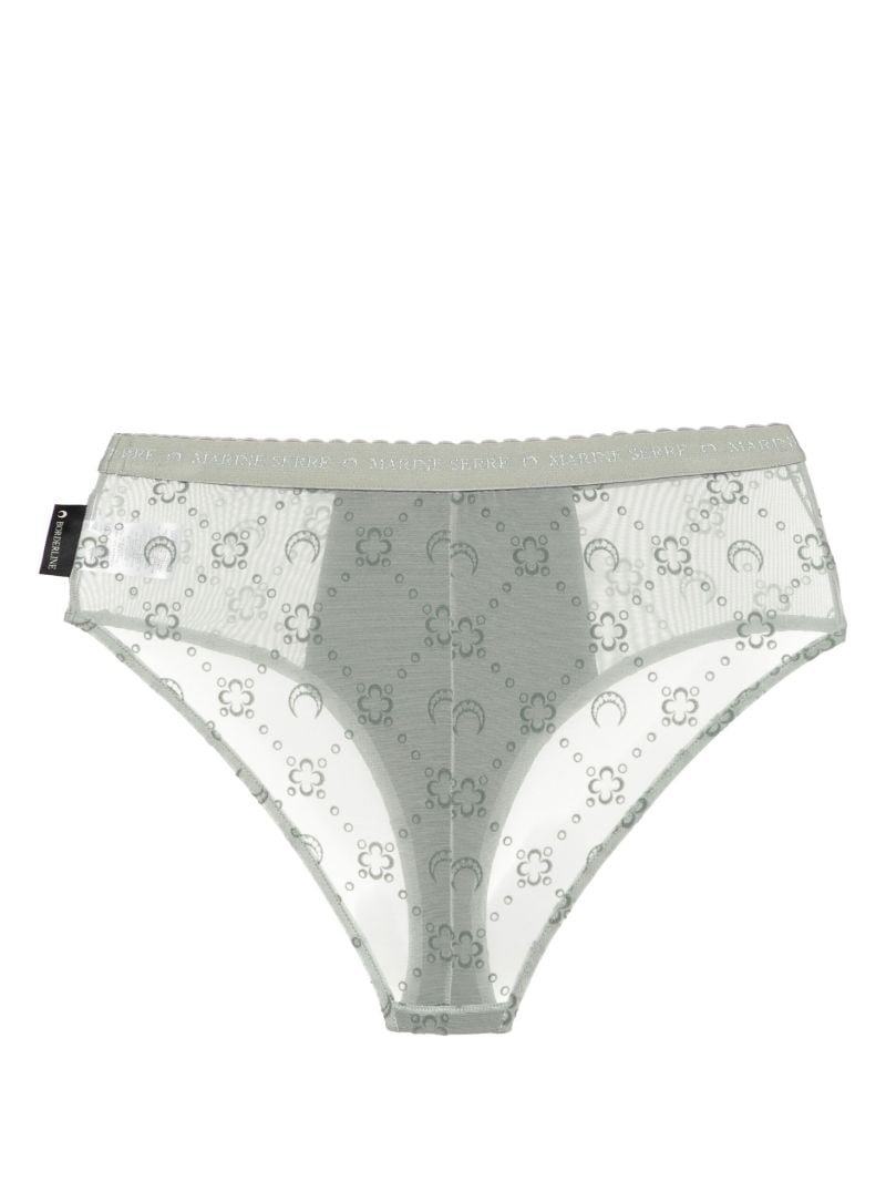 Grey Moonogram Flocked Mesh Briefs