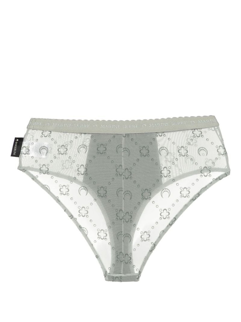 Grey Moonogram Flocked Mesh Briefs