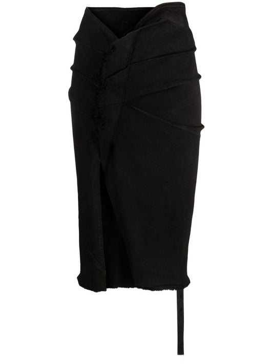 Black Edfu Stretch-denim Wrap Midi Skirt