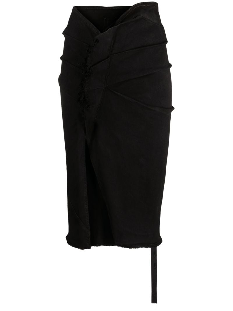 Black Edfu Stretch-denim Wrap Midi Skirt
