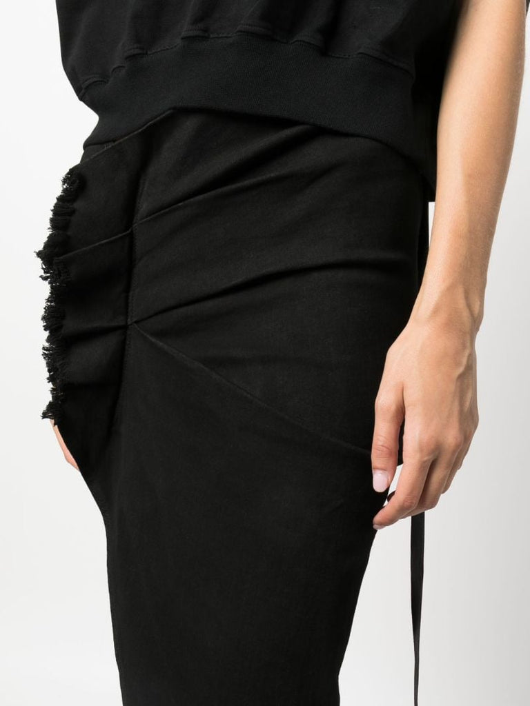 Black Edfu Stretch-denim Wrap Midi Skirt