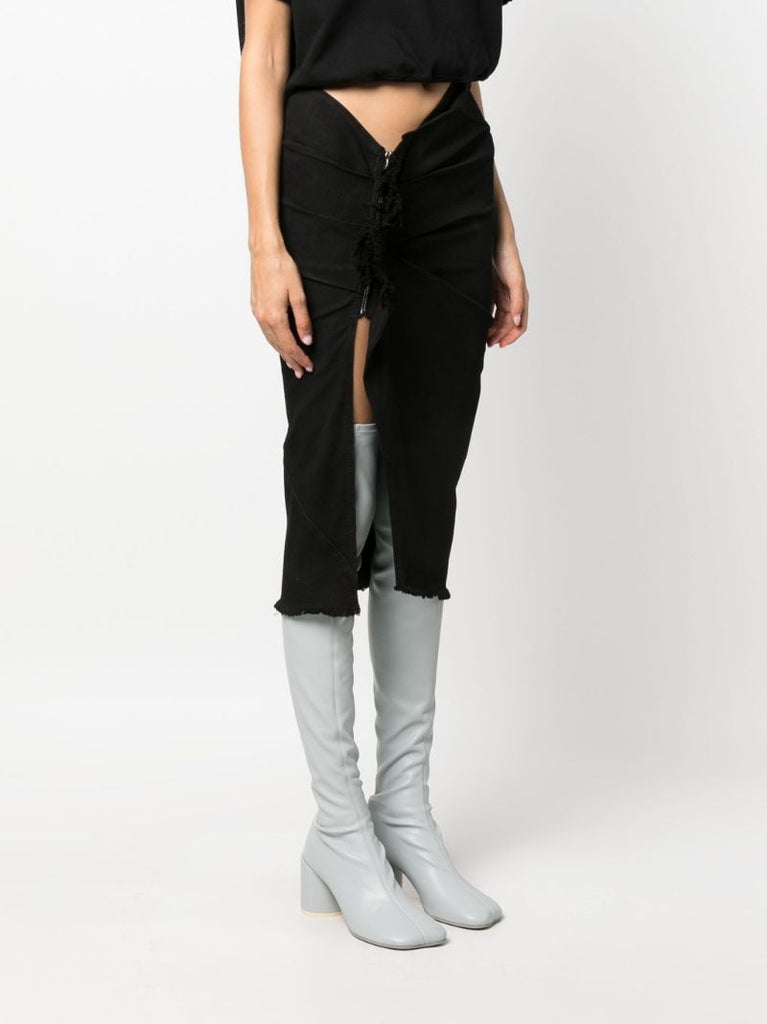 Black Edfu Stretch-denim Wrap Midi Skirt