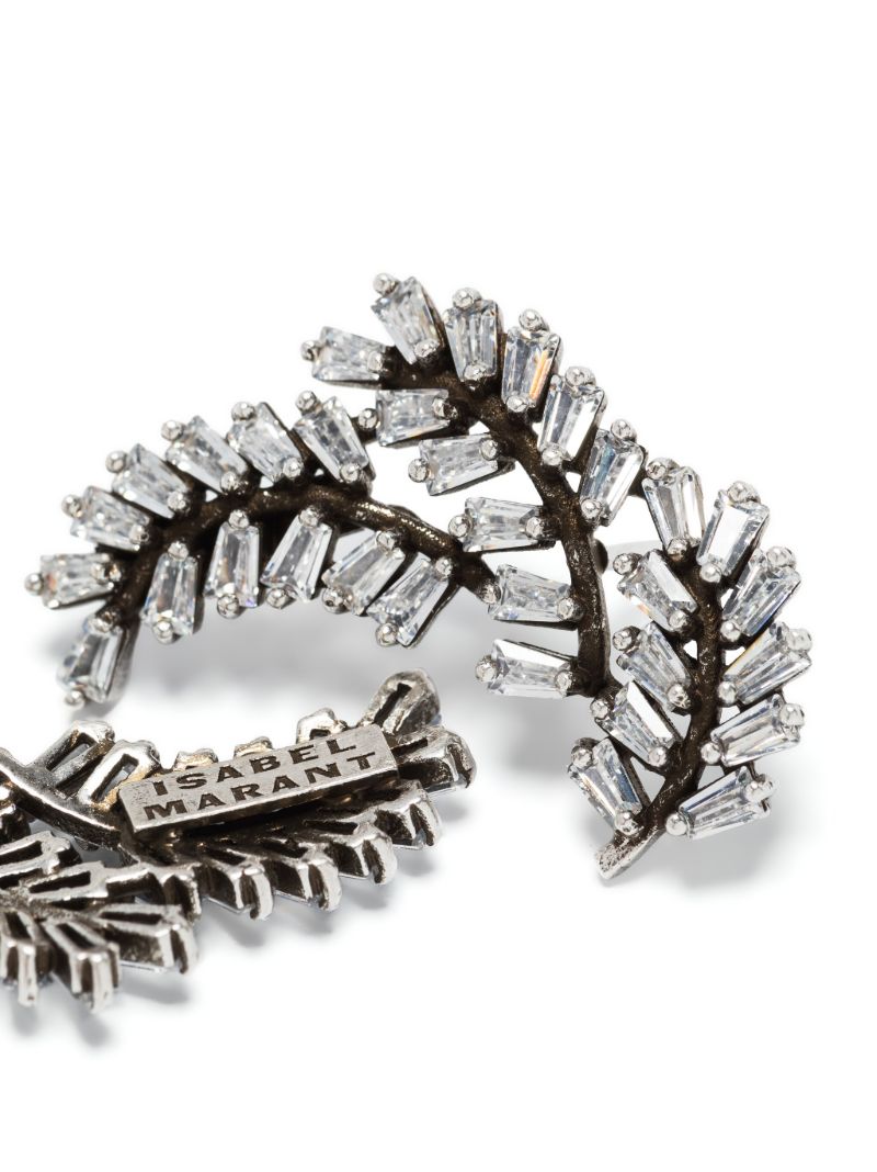 Silver-tone Feather Crystal Earrings