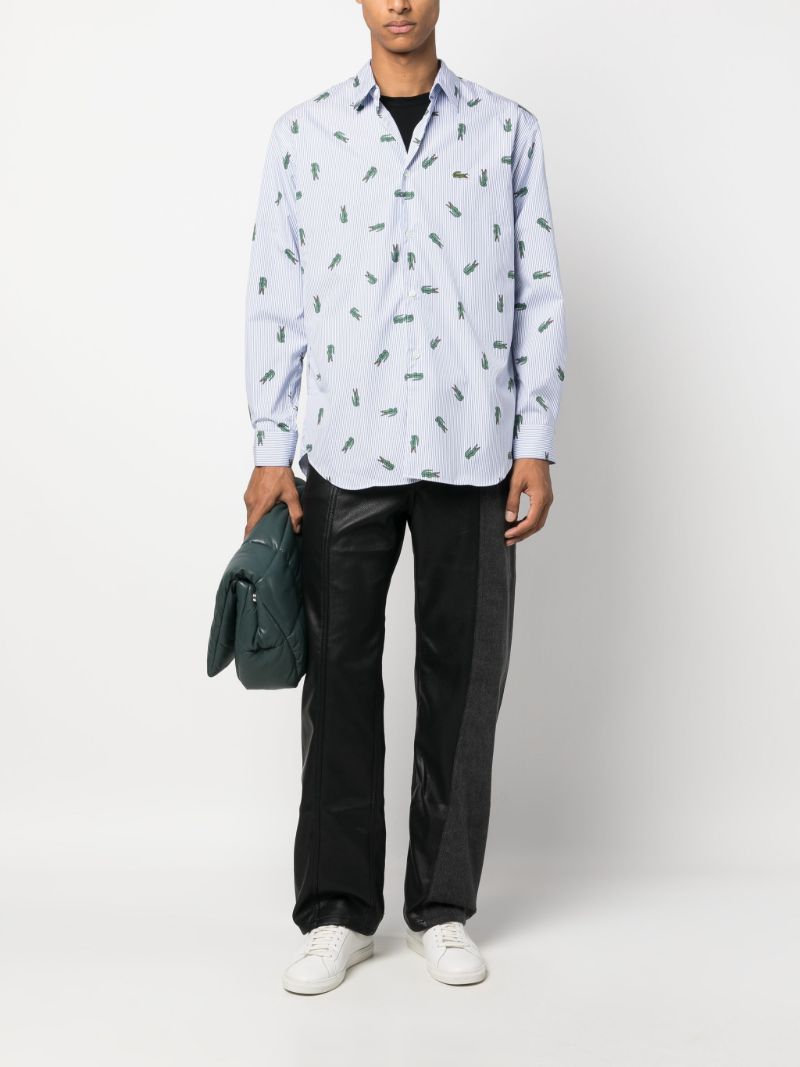 X Lacoste Blue Logo Print Cotton Shirt