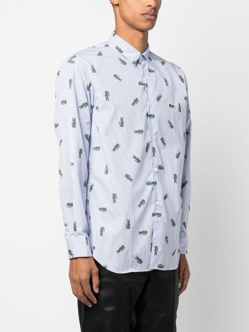 X Lacoste Blue Logo Print Cotton Shirt
