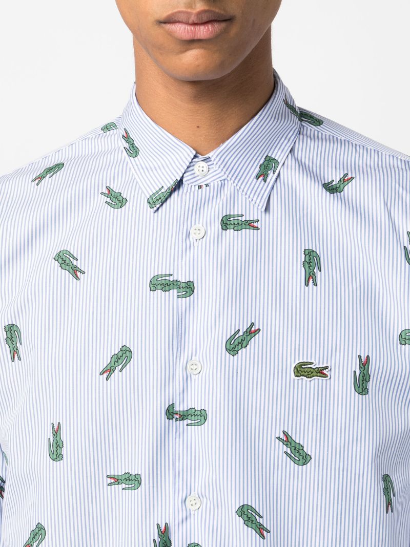 X Lacoste Blue Logo Print Cotton Shirt