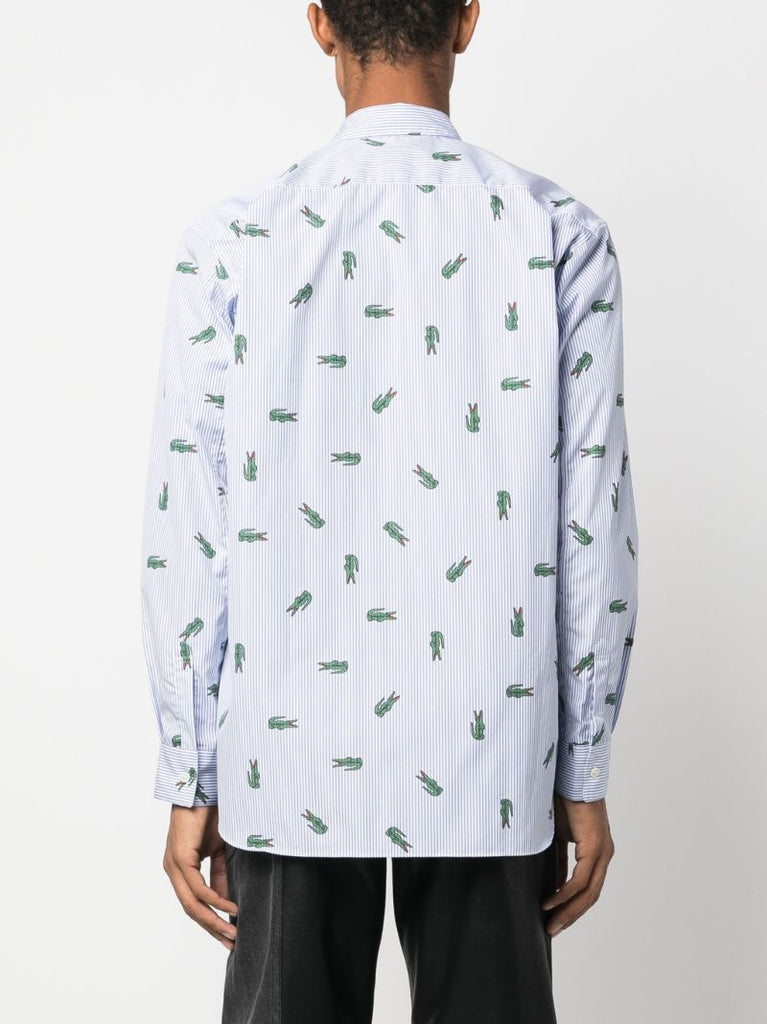 X Lacoste Blue Logo Print Cotton Shirt