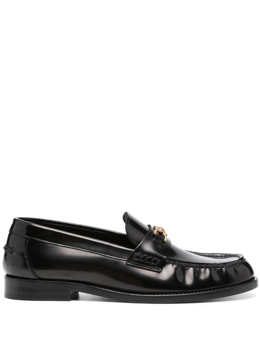 Black Medusa Leather Loafers
