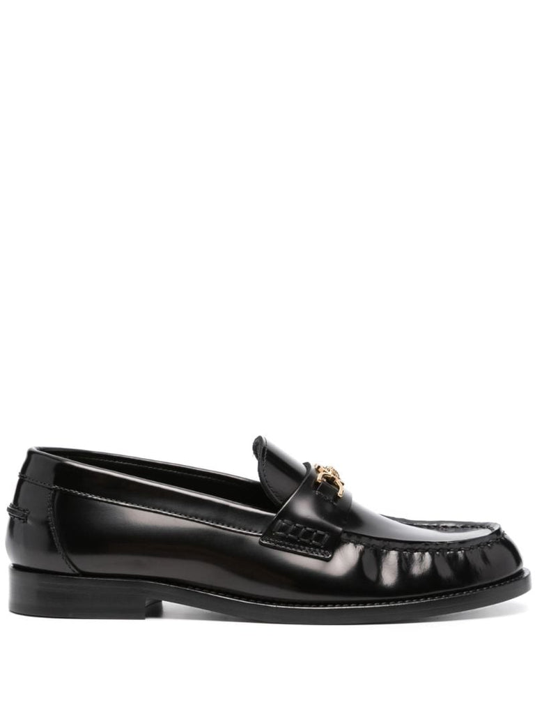 Black Medusa Leather Loafers