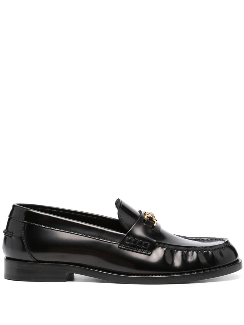 Black Medusa Leather Loafers
