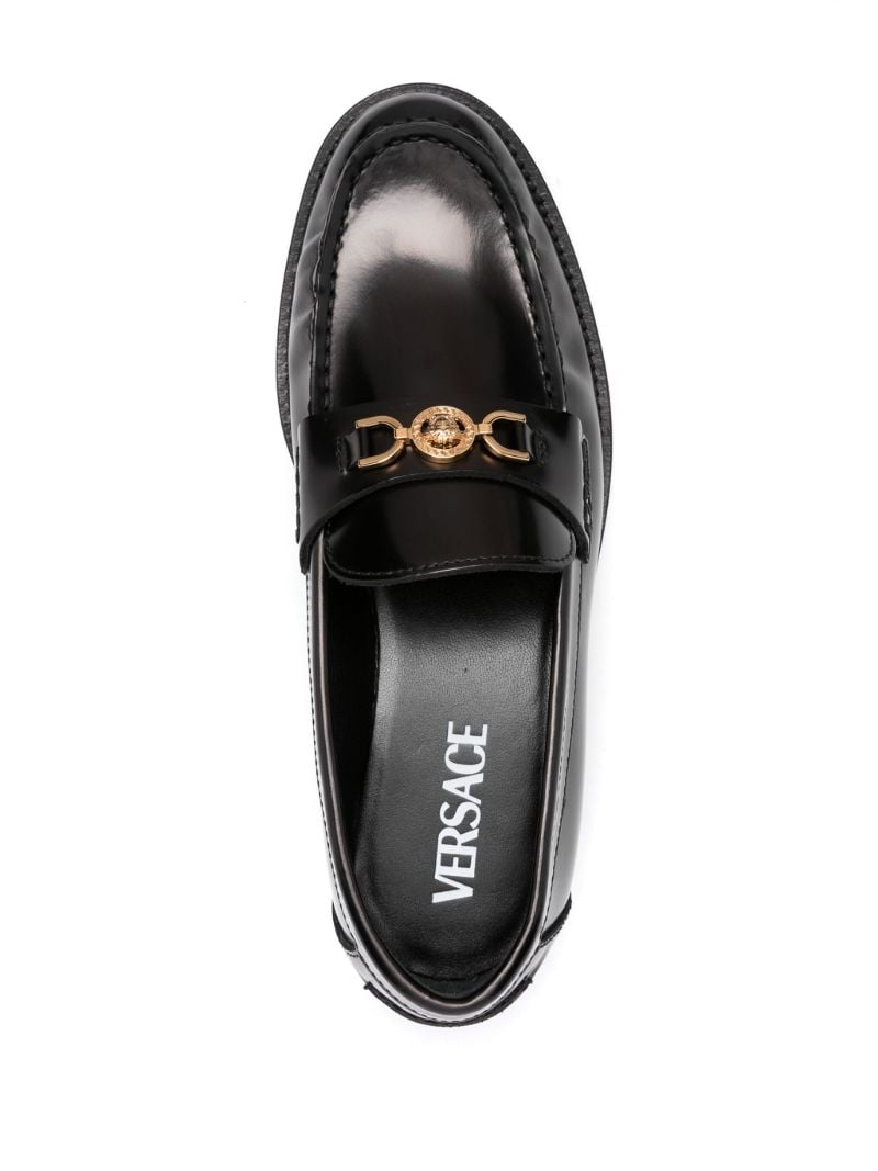 Black Medusa Leather Loafers