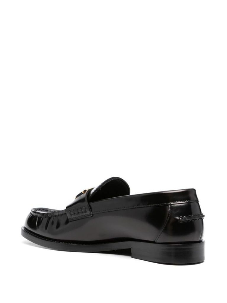 Black Medusa Leather Loafers