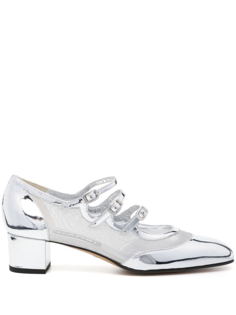Silver-tone Kinight 40 Metallic Leather Pumps