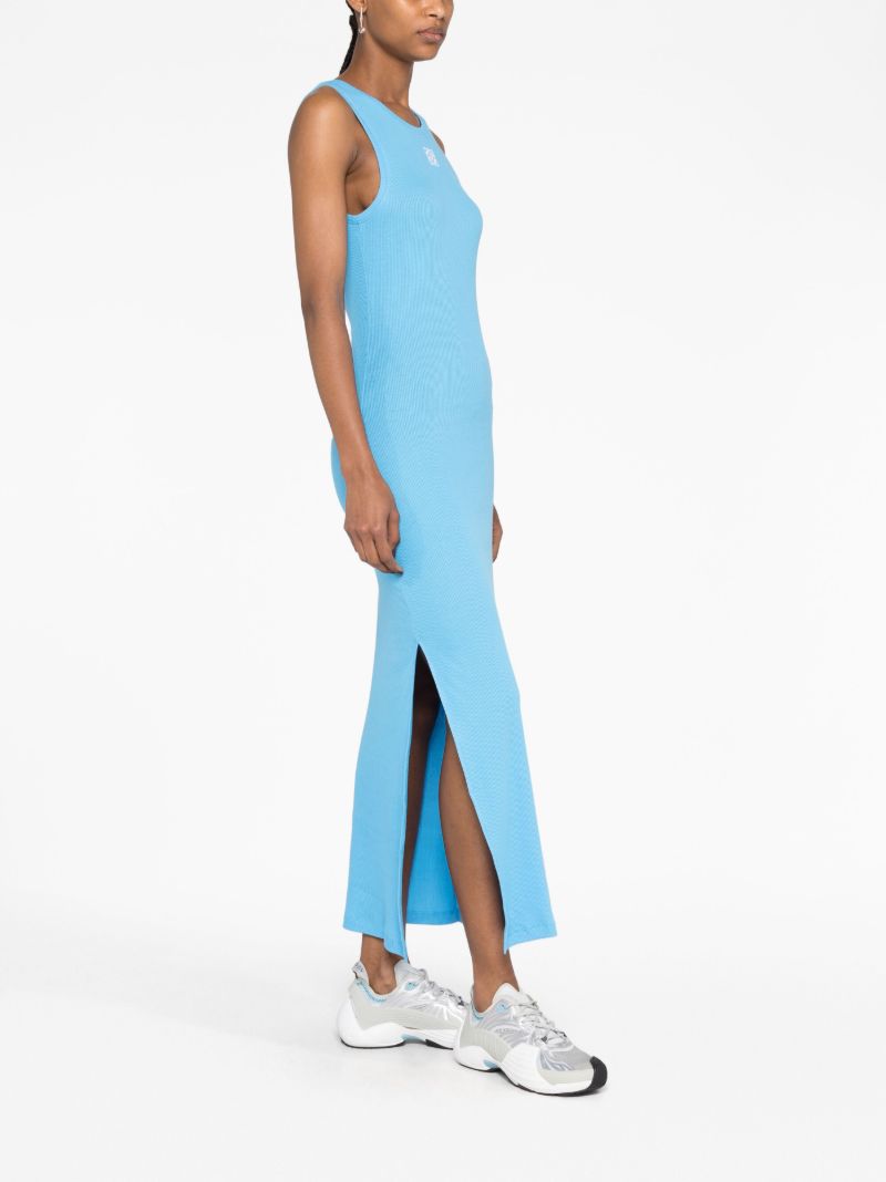 Blue Anagram Logo-embroidered Maxi Dress
