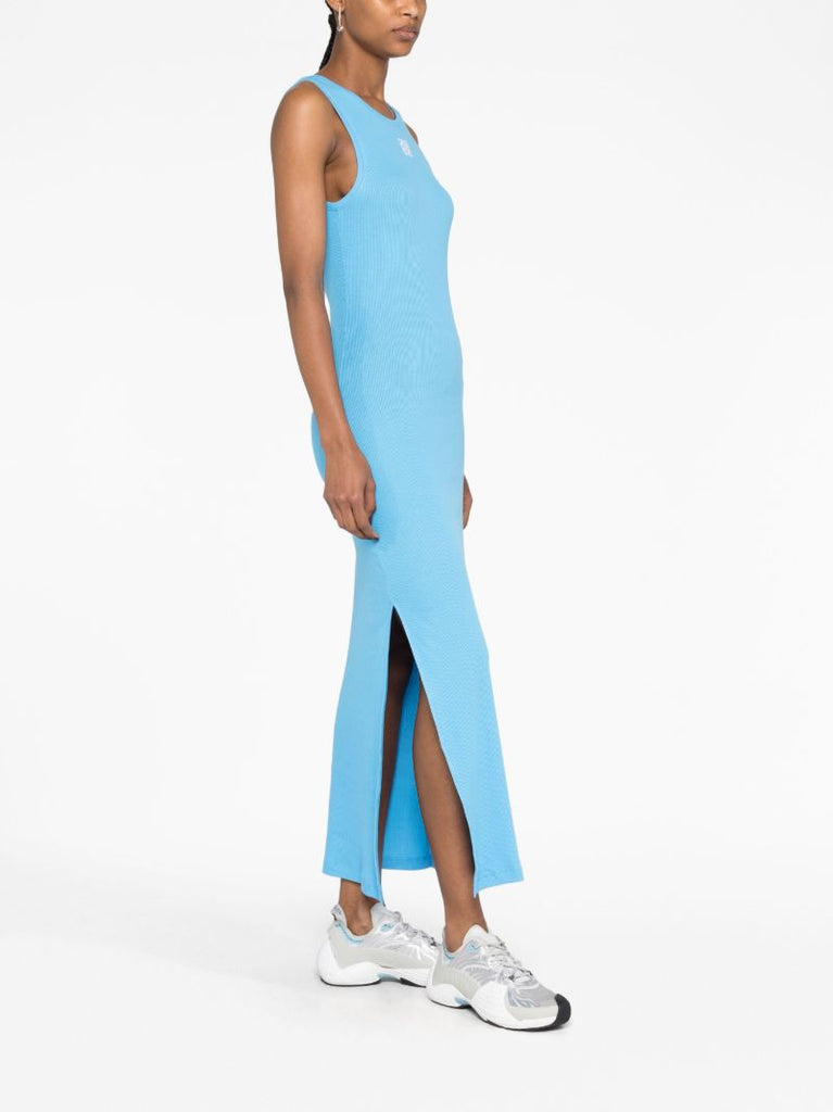 Blue Anagram Logo-embroidered Maxi Dress