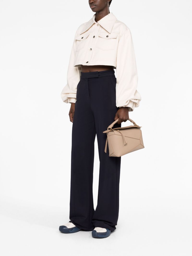 Neutral Small Puzzle Leather Tote Bag