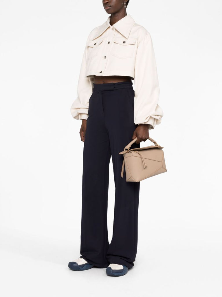 Neutral Small Puzzle Leather Tote Bag