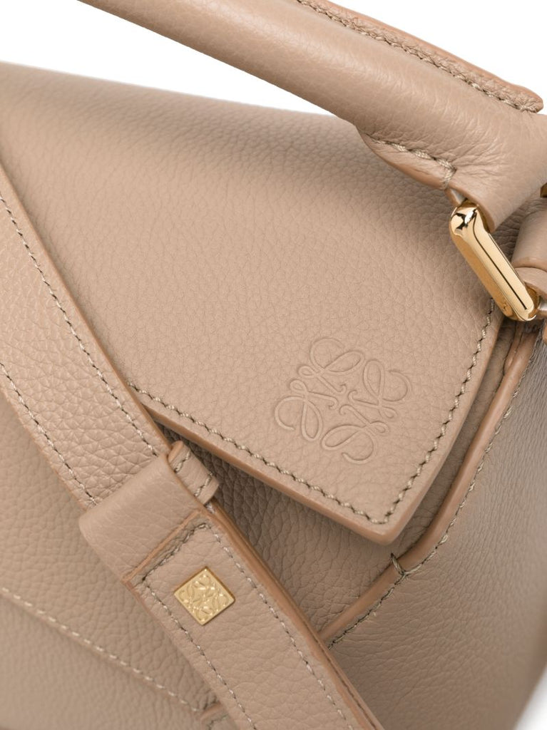 Neutral Small Puzzle Leather Tote Bag