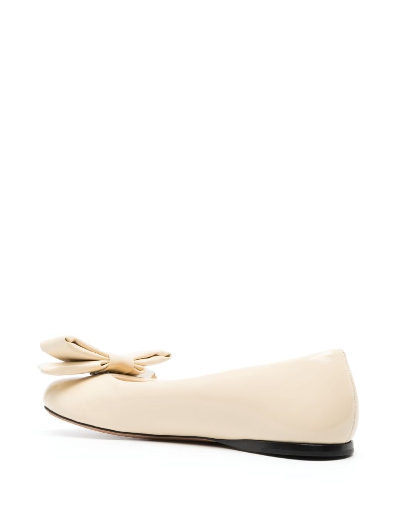 Neutral Puffy Leather Ballet Pumps