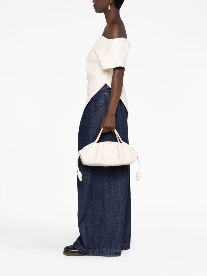 White Paseo Small Leather Top Handle Bag