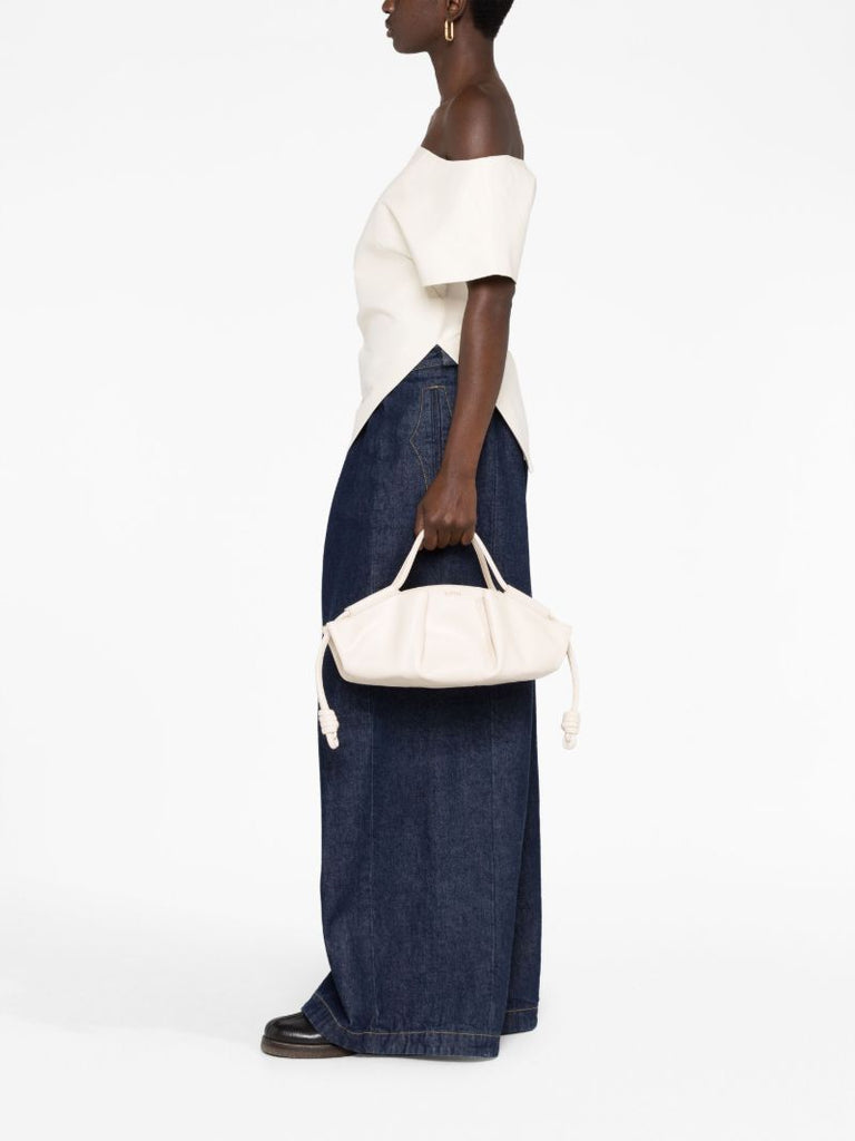 White Paseo Small Leather Top Handle Bag