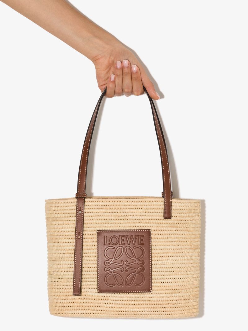Beige Basket Raffia Tote Bag