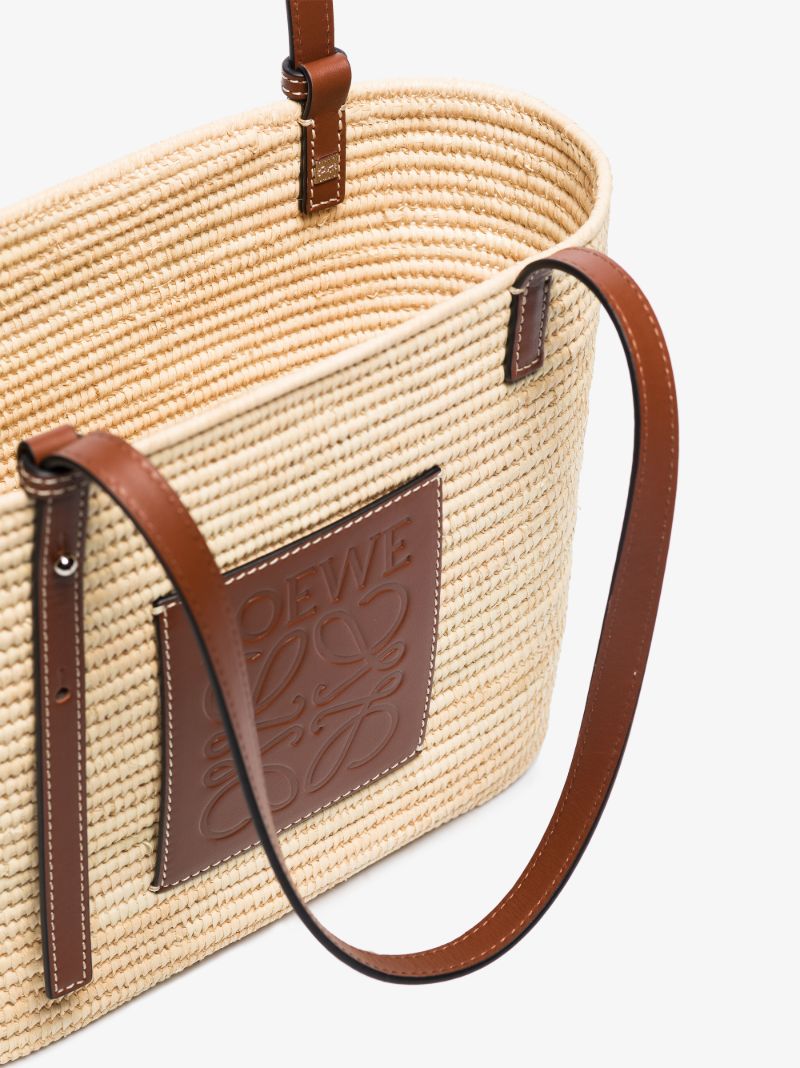 Beige Basket Raffia Tote Bag