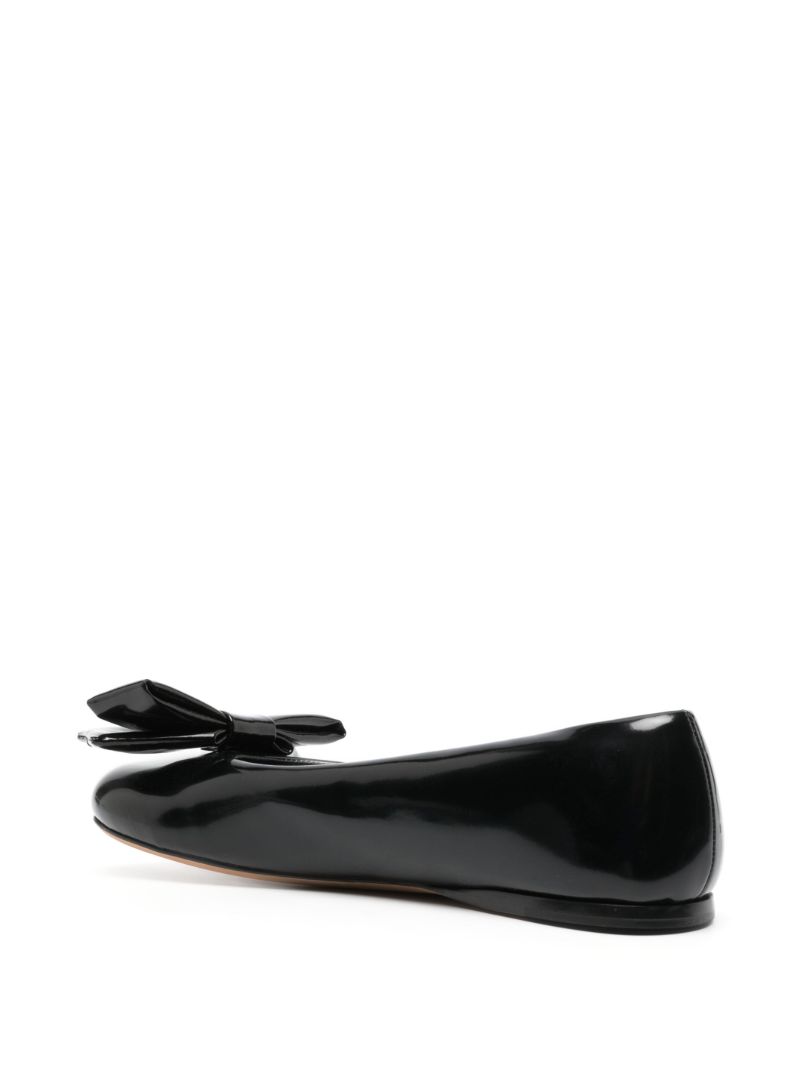 Black Puffy Leather Ballerina Shoes