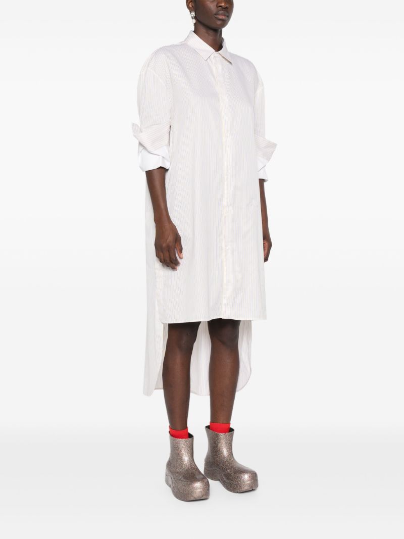 White Striped Cotton Shirt Dress