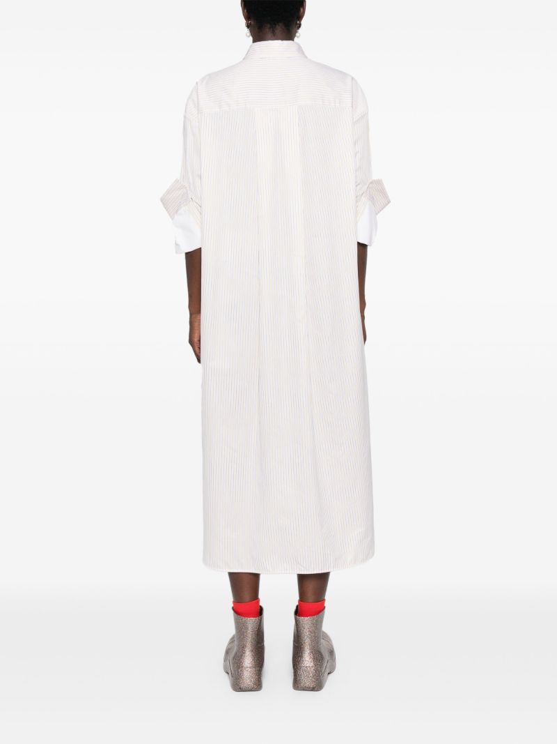 White Striped Cotton Shirt Dress