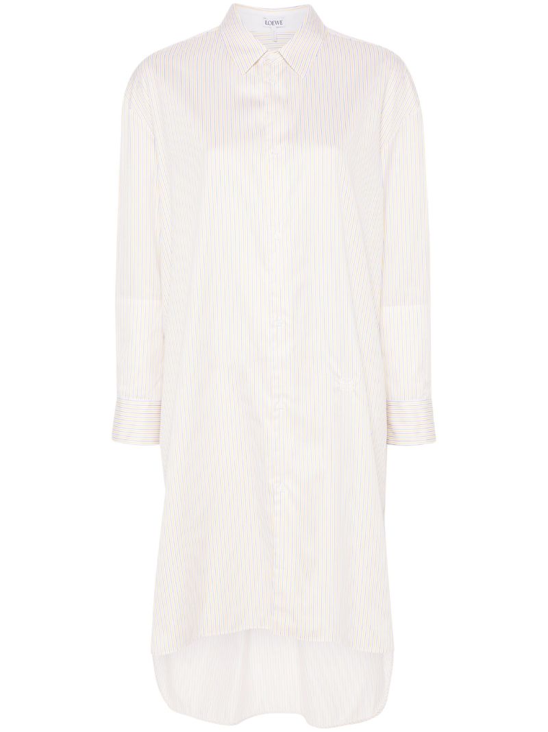 White Striped Cotton Shirt Dress