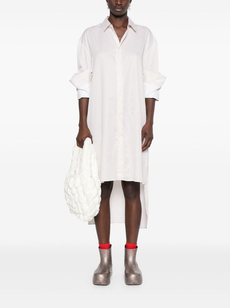 White Striped Cotton Shirt Dress
