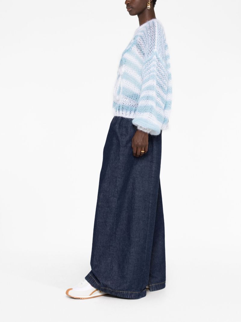 Blue Embroidered-anagram Crochet Jumper