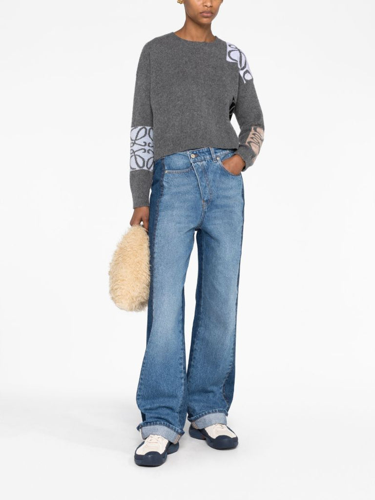 Grey Anagram-intarsia Wool Sweater